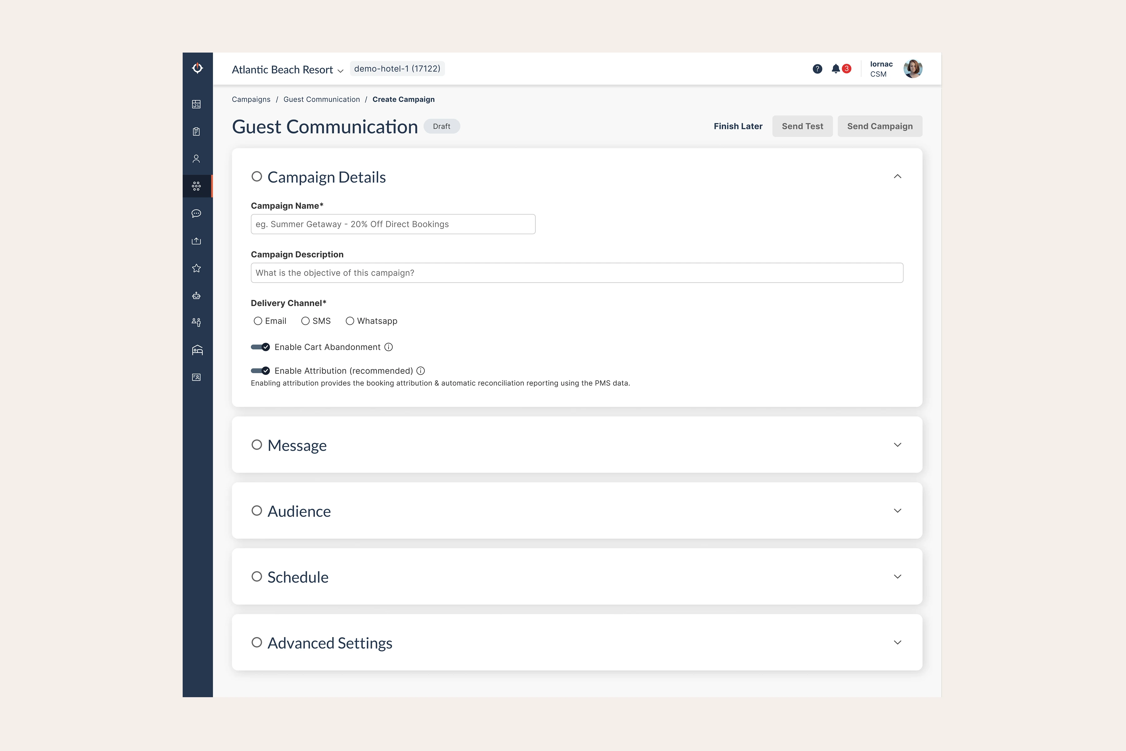 Guest Experience, Email Campaign Builder