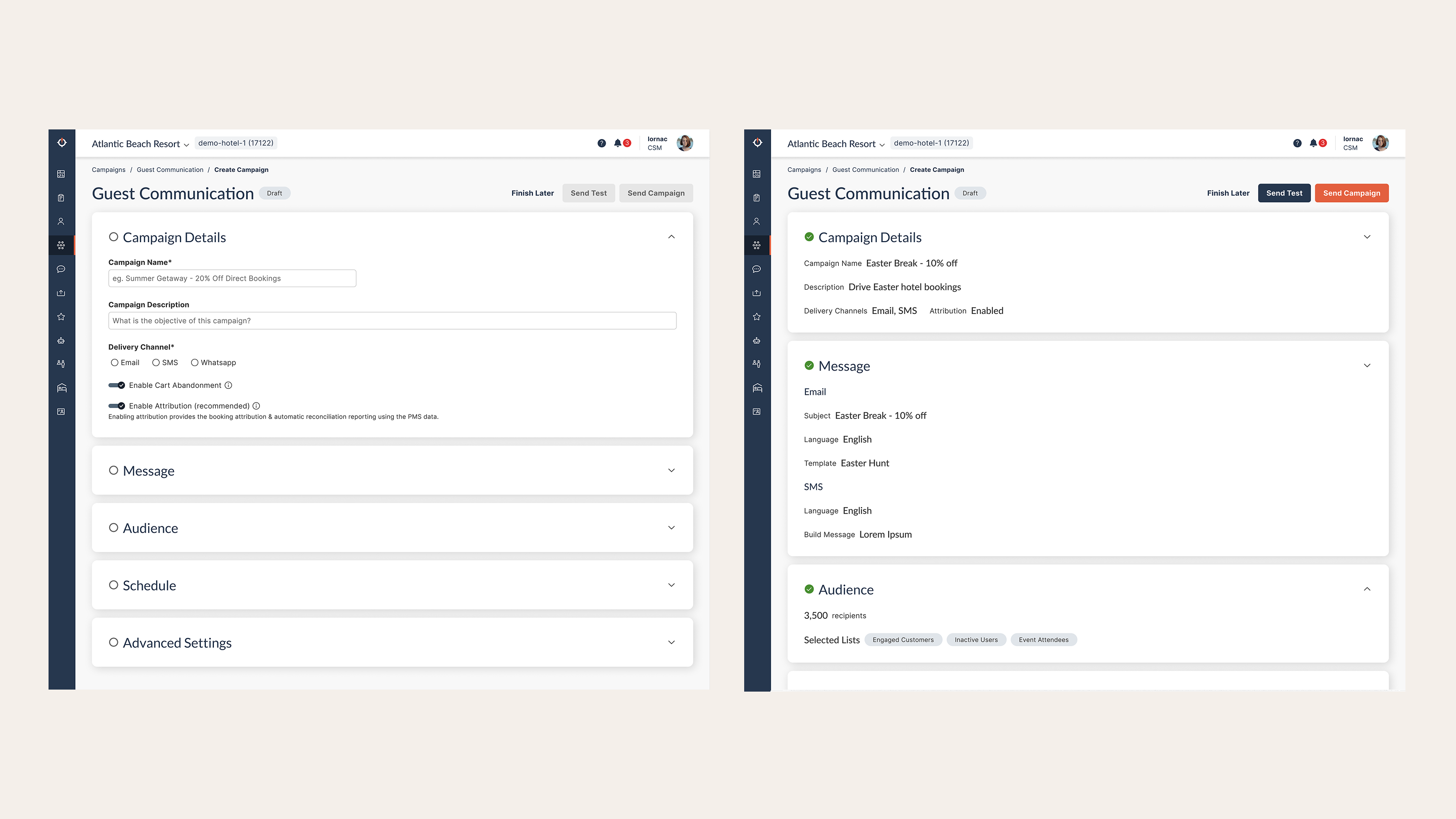 Stepped accordion layout