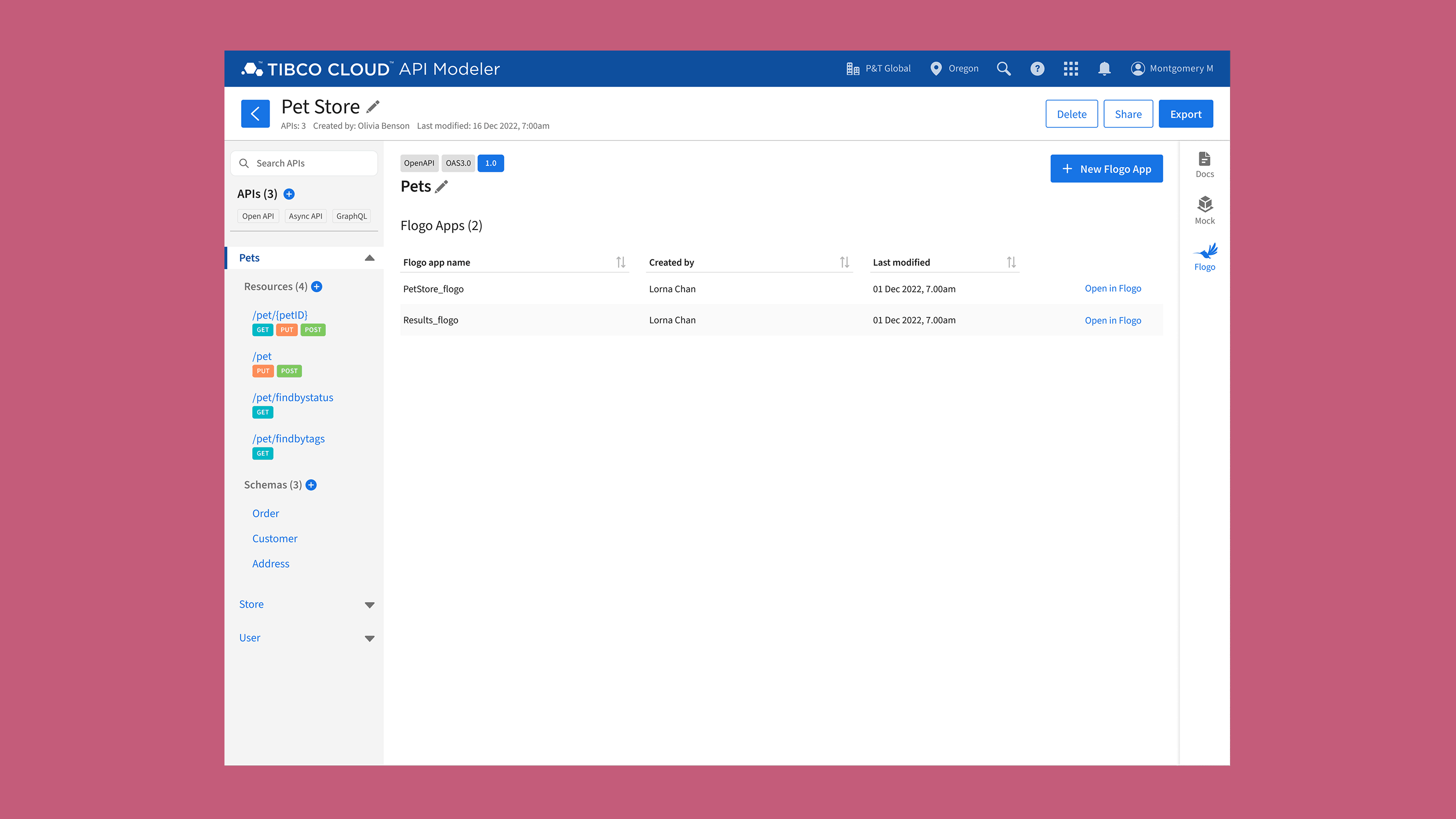 API Modeler to TCI Flogo integration flow