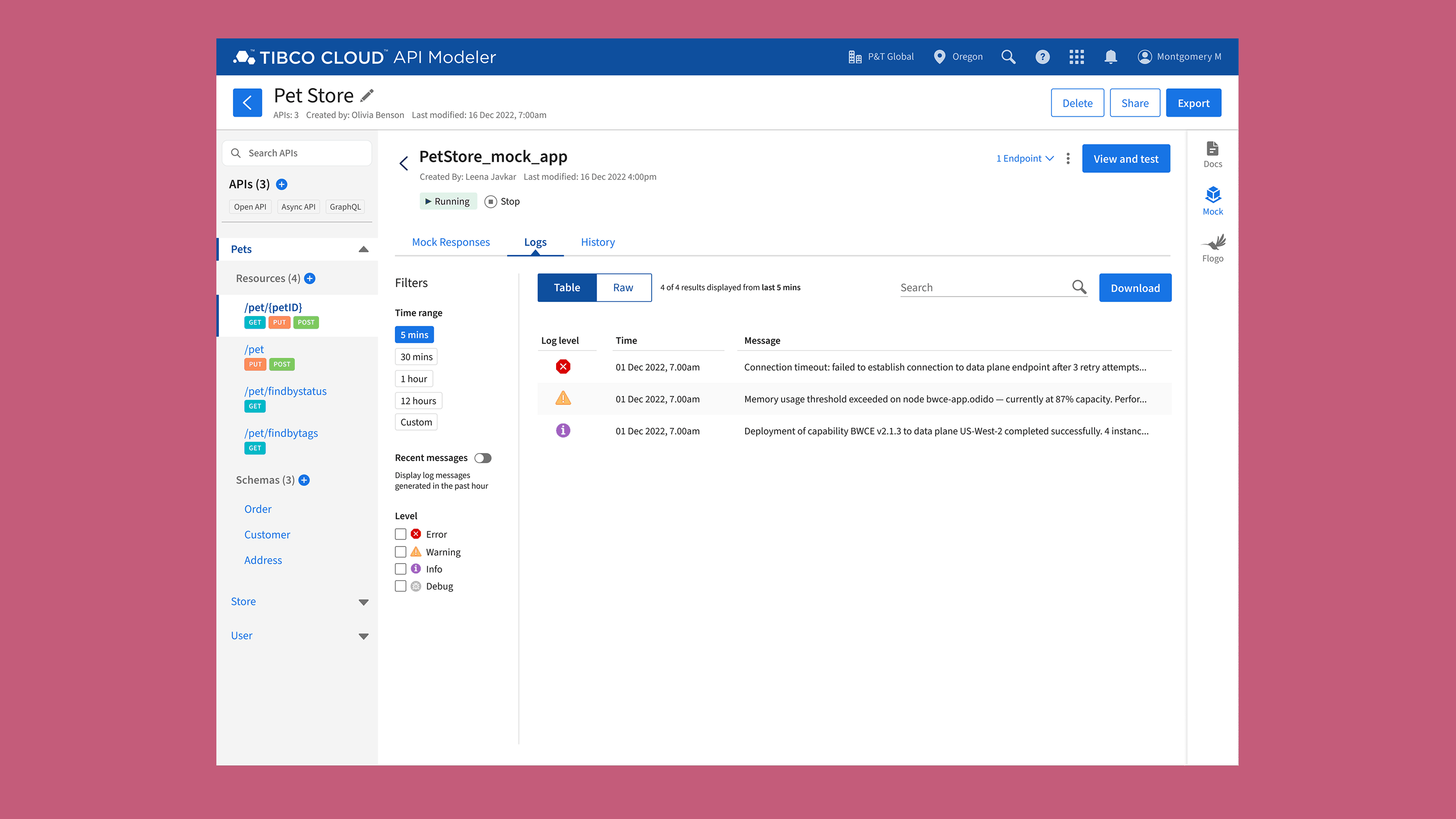 API Modeler mocking workflow