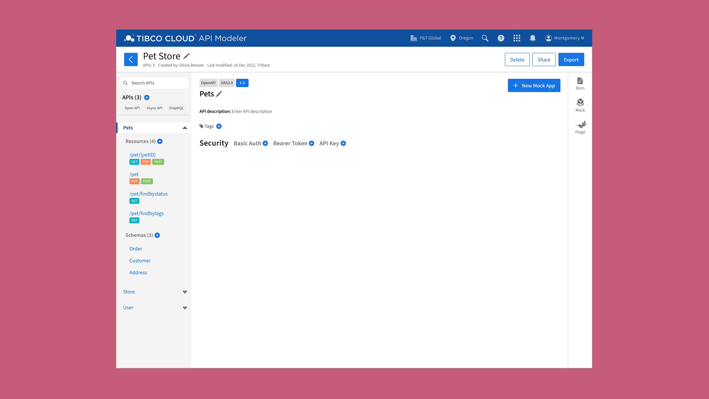 API settings configuration